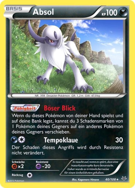Absol-40-108-XY-Drachenleuchten-Pokémon-Karte-Deutsch-TCG-Sammelkartenspiel