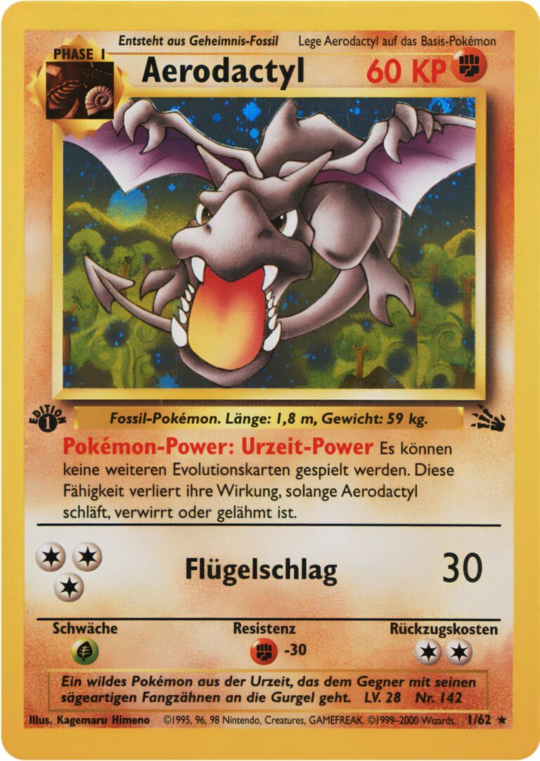 Aerodactyl-1-62-Holo-1st-Edition-Pokémon-Karte-Fossil-Deutsch