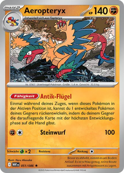 Aeropteryx-051-086-WHT-DE-Weiße-Flammen-Pokémon-Karte-Karmesin-Purpur-Deutsch