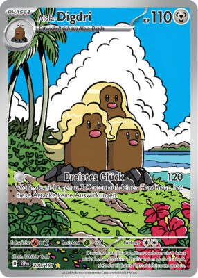 Alola-Digdri-208-191-SSP-DE-Karmesin-Purpur-Stürmische-Funken-Illustration-Rare-Pokémon-Karte-Deutsch