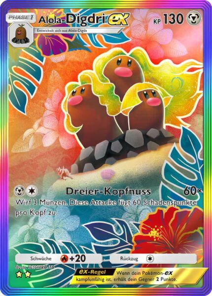 Alola-Digdri-ex-087-069-A3a-Dimensionale-Krise-Pokémon-TCG-Sammelkartenspiel-Pocket-Rainbow-Illustration-Rare-Karte