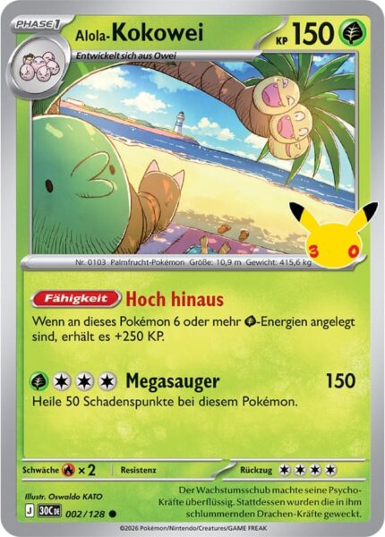 Alola-Kokowei-002-128-30C-30-Jahre-Jubiläum-30th-Celebration-Pokémon-Karte-Deutsch