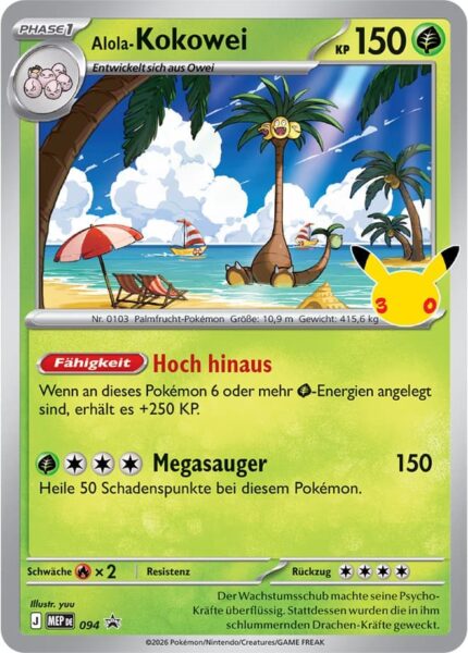 Alola-Kokowei-MEP-094-30-Jahre-Promo-Pokémon-Karte-Deutsch