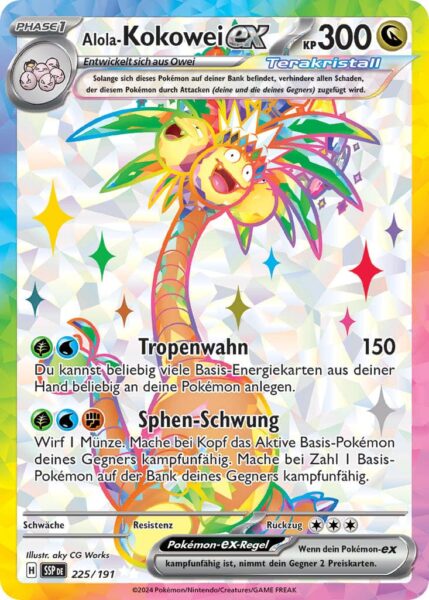 Alola-Kokowei-ex-225-191-SSP-DE-Karmesin-Purpur-Stürmische-Funken-Full-Art-Stellar-Terakristall-Pokémon-Karte-Deutsch-TCG