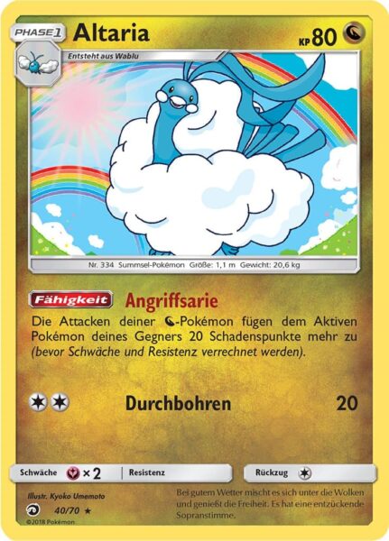 Altaria-40-70-Majestät-der-Drachen-Pokémon-Karte-Deutsch-TCG-Sammelkartenspiel