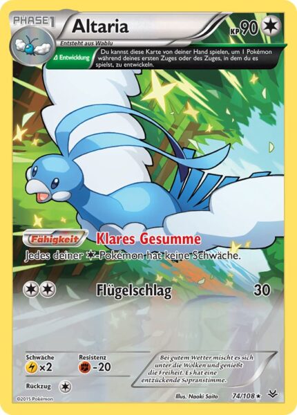 Altaria-74-108-XY-Drachenleuchten-Pokémon-Karte-Deutsch-TCG-Sammelkartenspiel