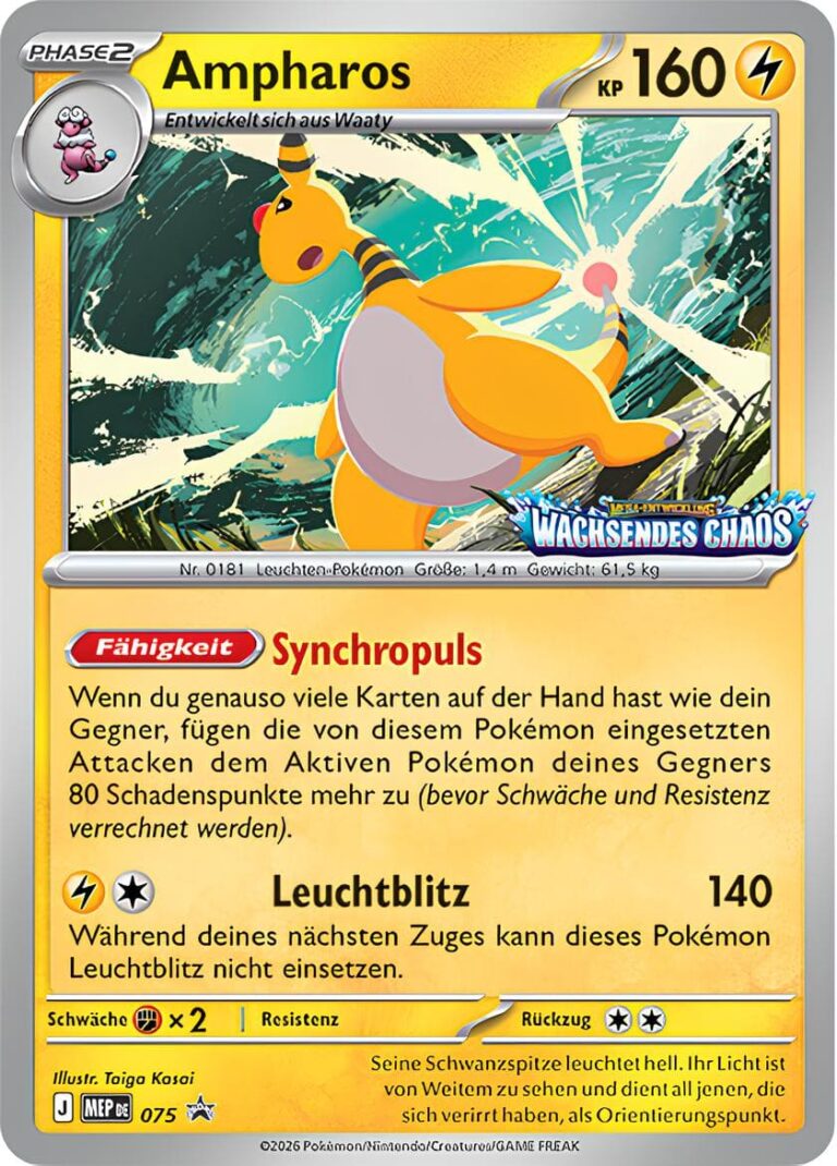 Ampharos-MEP-075-Wachsendes-Chaos-Prerelease-Promo-Pokémon-Karte-Deutsch