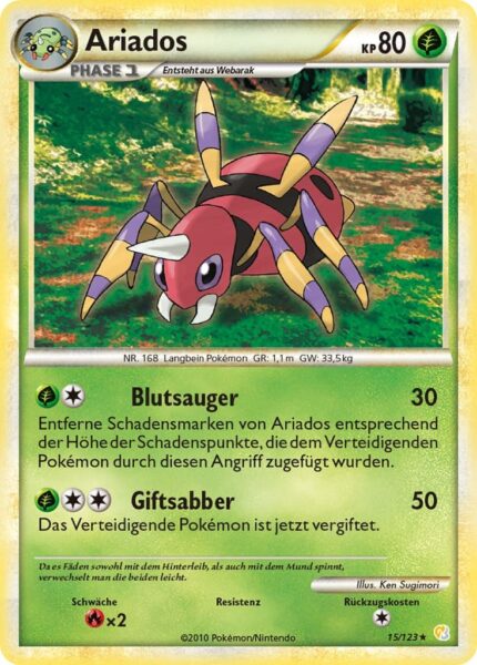 Ariados-15-123-Heartgold-Soulsilver-Pokémon-Karte-Deutsch