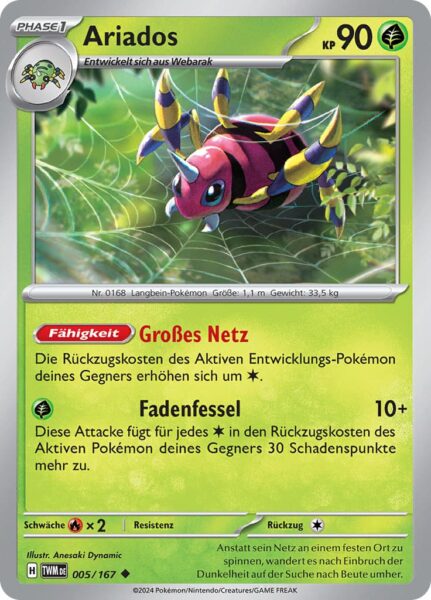 Ariados_005-167_TWM-DE_Maskerade-im-Zwielicht_Pokémon-Karte_Deutsch
