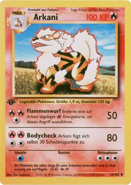 Arkani_23-102_1st-Edition_Basis-Base-Set_Grundset_Pokemon-Karte_Deutsch_TCG