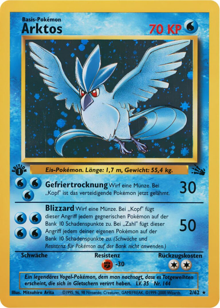 Arktos-2-62-Holo-1st-Edition-Pokémon-Karte-Fossil-Deutsch