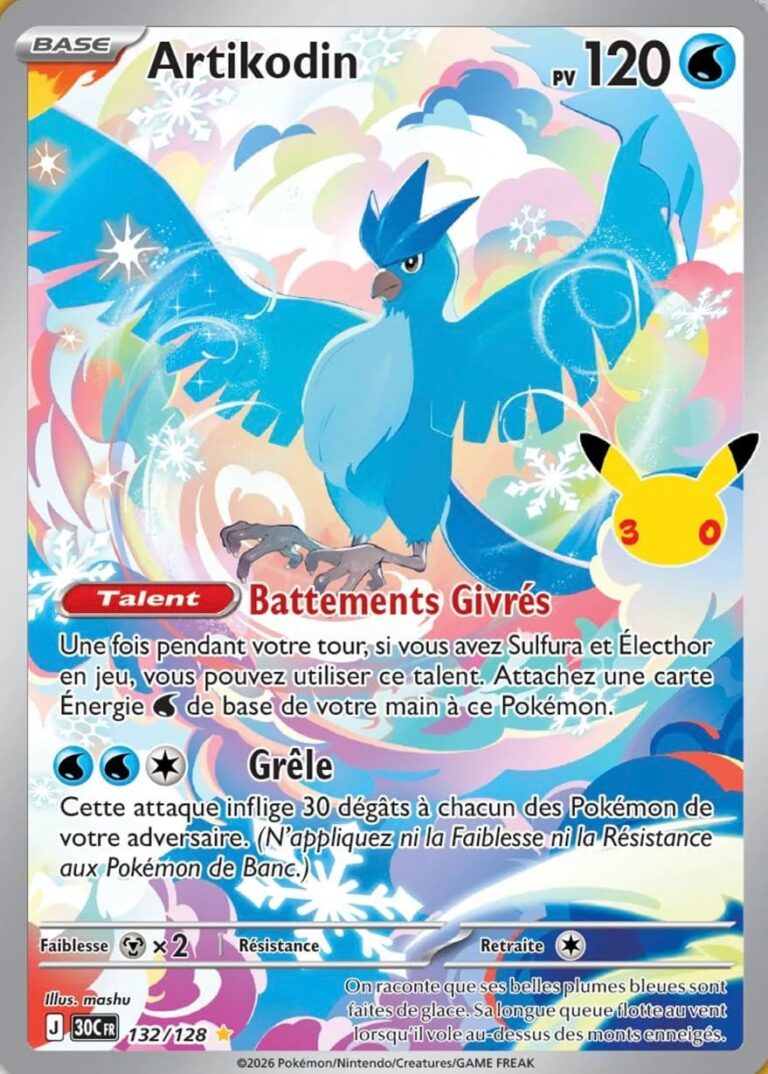 Artikodin-Arktos-1332-128-30C-30-Jahre-30th-Celebration-Illustration-Rare-Pokémon-Karte-Französisch