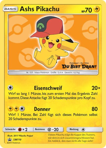 Ashs-Pikachu-SM110-Pokémon-Promo-Karte-Der-Film-Du-Bist-Dran-TCG-Sammelkartenspiel-2017
