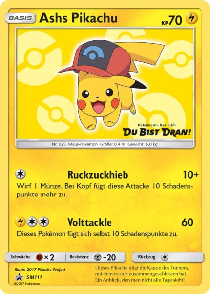 Ashs-Pikachu-SM111-Pokémon-Promo-Karte-Der-Film-Du-Bist-Dran-TCG-Sammelkartenspiel-2017