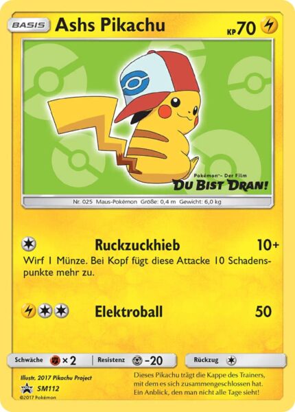 Ashs-Pikachu-SM112-Pokémon-Promo-Karte-Der-Film-Du-Bist-Dran-TCG-Sammelkartenspiel-2017