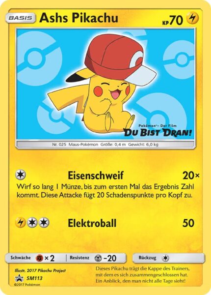 Ashs-Pikachu-SM113-Pokémon-Promo-Karte-Der-Film-Du-Bist-Dran-TCG-Sammelkartenspiel-2017