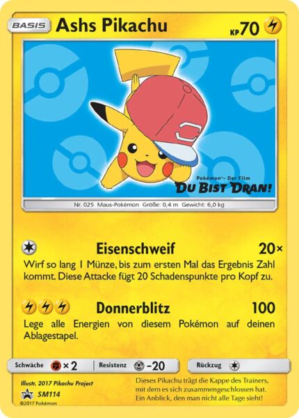 Ashs-Pikachu-SM114-Pokémon-Promo-Karte-Der-Film-Du-Bist-Dran-TCG-Sammelkartenspiel-2017