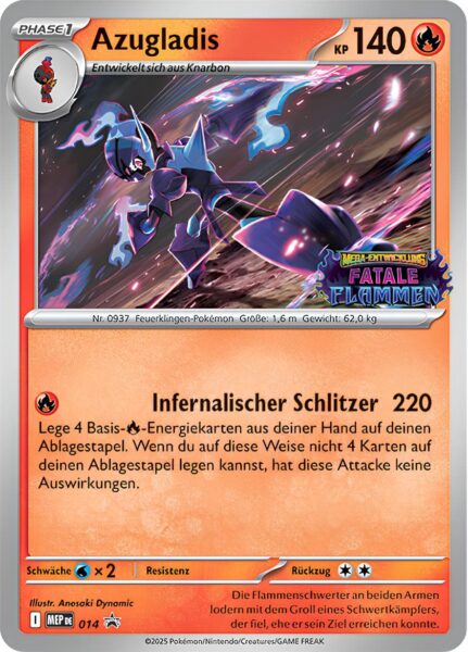 Azugladis-MEP-DE-014-Fatale-Flammen-Prerelease-Pokémon-Karte-Deutsch