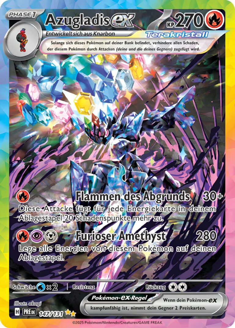 Azugladis-ex-147-131-Prismatische-Entwicklungen-Special-Illustration-Rare-Pokémon-Karte-Deutsch-Karmesin-Purpur-TCG