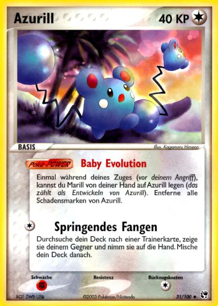Azurill-31-100-EX-Sandsturm-Pokémon-Karte-Deutsch-TCG-Sammelkartenspiel