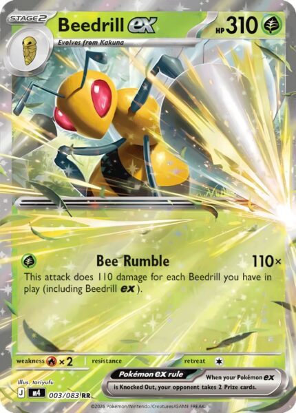 Beedrill-Bibor-ex-Wachsendes-Chaos-Rising-Ninja-Spinner-Pokémon-Karte-Englisch