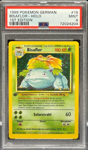 Bisaflor_15-102_1st-Edition-Base-Set_Pokémon-Karte_Deutsch_PSA-9