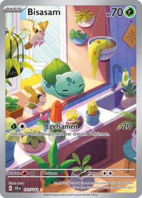 Bisasam-143-142-SCR-DE-Karmesin-Purpur-Stellarkrone-Illustration-Rare-Pokémon-Karte-Deutsch
