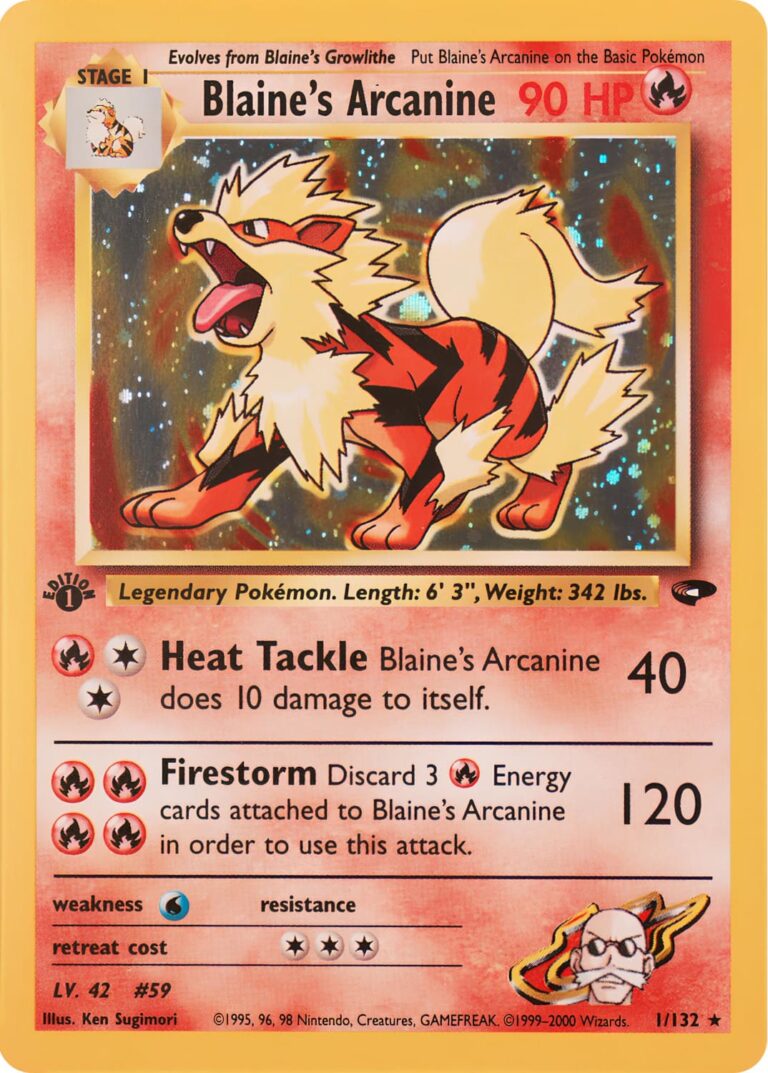 Blaines-Arcanine-1-132-Gym-Challenge-First-Edition-Holo-Pokémon-Karte-Englisch-TCG-2000