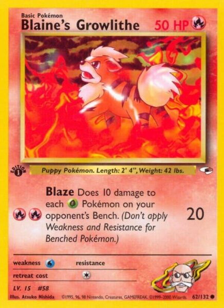 Blaines-Growlithe-62-132-Gym-Heroes-Pokémon-Karte-Englisch-TCG-Sammelkartenspiel-2000