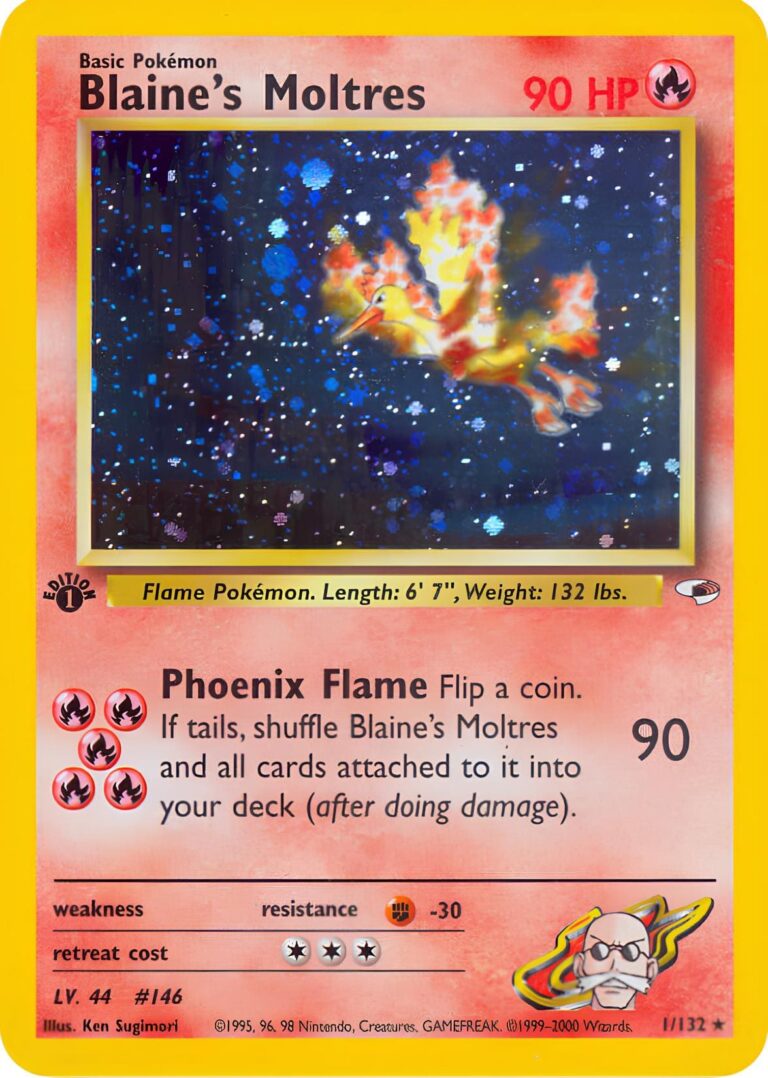 Blaines-Moltres-1-132-Gym-Heroes-1st-Edition-Trainer-Pokémon-Karte-Englisch-TCG-Sammelkartenspiel