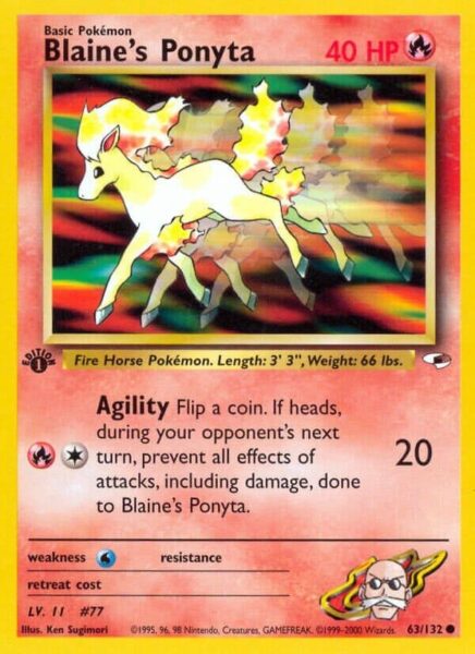 Blaines-Ponyta-63-132-Gym-Heroes-Pokémon-Karte-Englisch-TCG-Sammelkartenspiel-2000