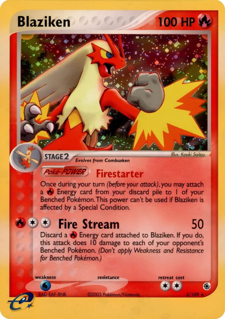 Blaziken-Lohgock-3-109-EX-Ruby-Sapphire-Rubin-Saphir-Holo-Pokémon-Karte-Englisch