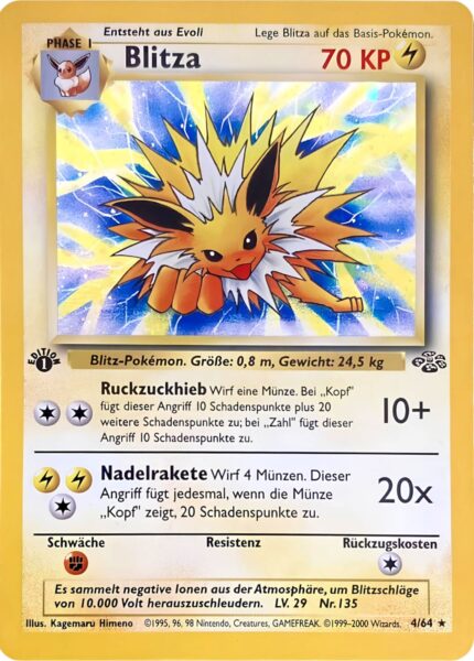 Blitza-4-64-1st-Edition-Dschungel-Holo-Pokemon-Karte-Deutsch