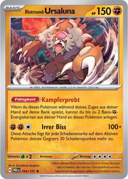 Blutmond-Ursaluna-054-131-Prismatische-Entwicklungen-Pokémon-Karte-Deutsch-Karmesin-Purpur-TCG-Sammelkartenspiel