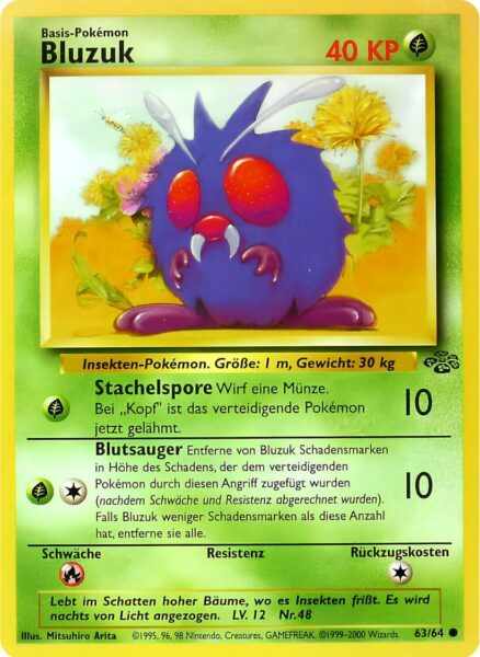 Bluzuk-63-64-Dschungel-Pokemon-Karte-Deutsch-1999