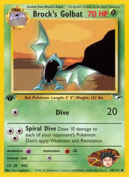 Brocks-Golbat-39-132-Gym-Heroes-Pokémon-Karte-Englisch-TCG-Sammelkartenspiel-2000