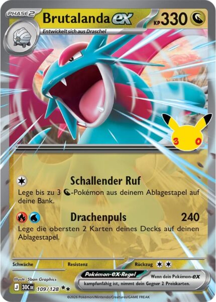 Brutalanda-ex-109-128-30C-30-Jahre-Jubiläum-30th-Celebration-Pokémon-Karte-Deutsch