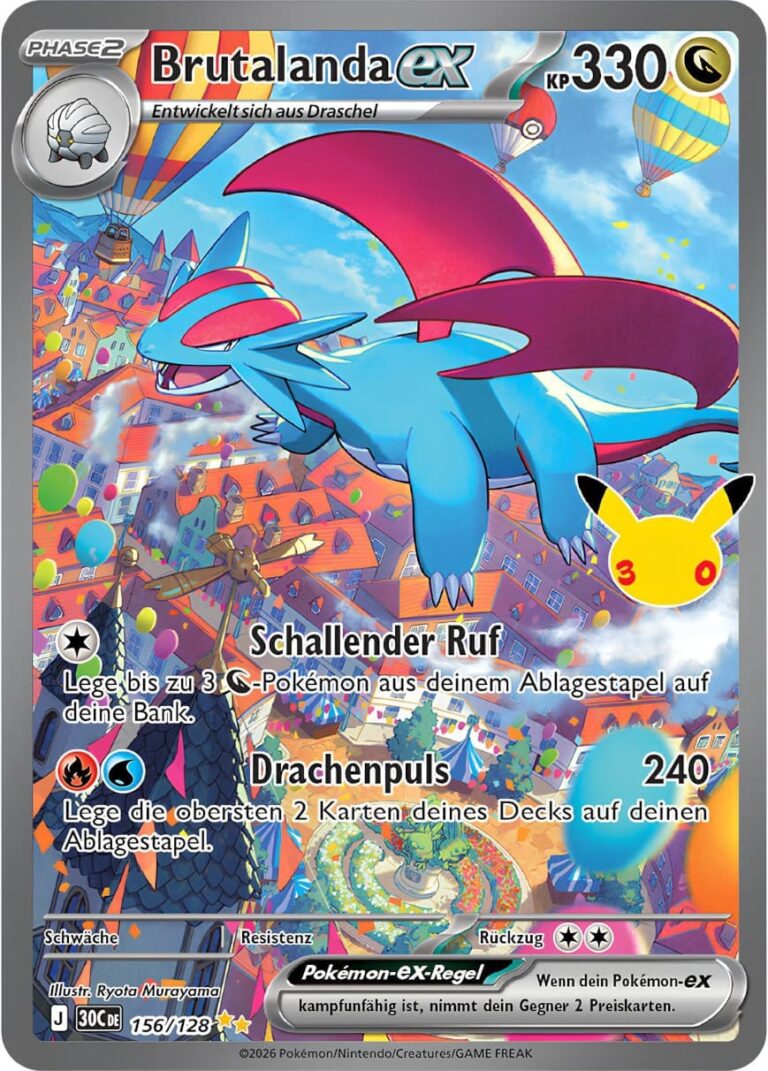 Brutalanda-ex-156-128-30C-30-Jahre-30th-Celebration-Special-Illustration-Rare-Pokémon-Karte-Deutsch