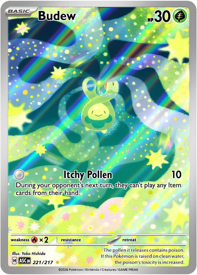 Budew-Knospi-221-217-Ascended-Heroes-Erhabene-Helden-Illustration-Rare-Pokémon-Karte-Englisch
