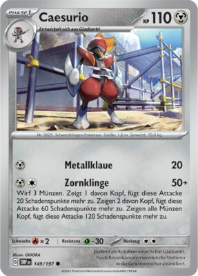 Caesurio_149-197_OBF_Obsidianflammen_Obsidian-Flames_Pokémon-Karte_Deutsch