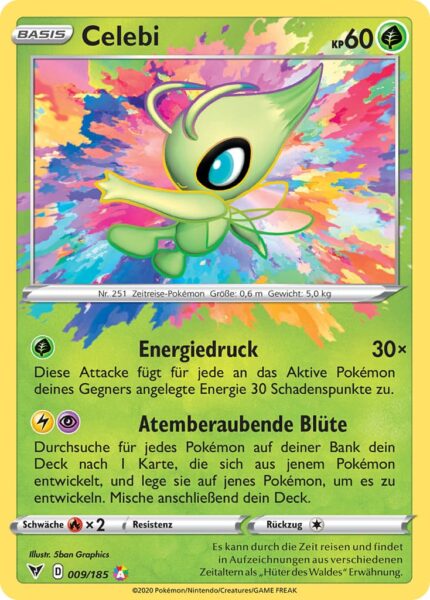 Celebi-009-185-Schwert-Schild-Farbenschock-Atemberaubende-Amazing-Rare-Pokémon-Karte