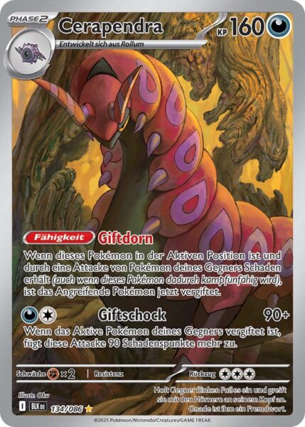 Cerapendra-134-086-BLK-DE-Schwarze-Blitze-Illustration-Rare-Pokémon-Karte-Karmesin-Purpur-Deutsch