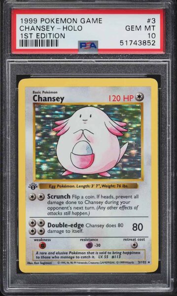 Chansey-Chaneira-3-102-Base-Set-1st-Edition-Pokémon-Karte-Englisch-PSA-10