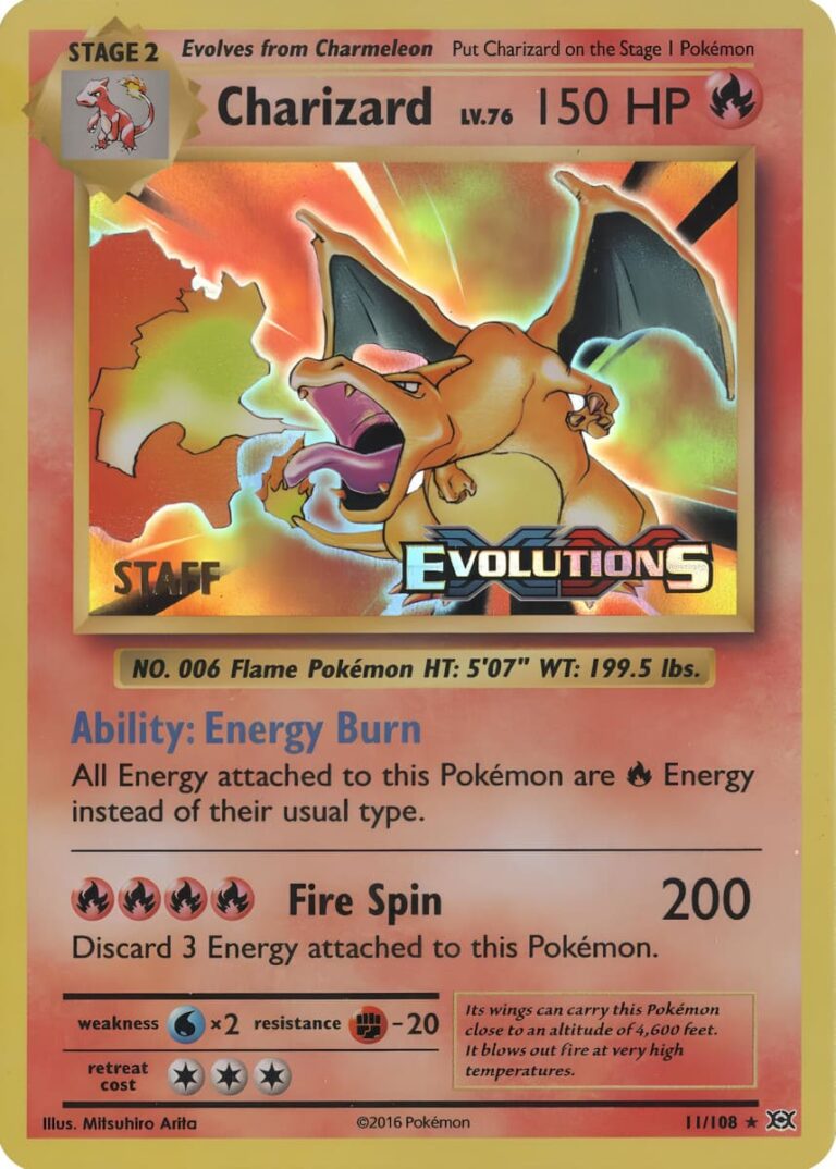 Charizard-11-108-XY-Evolutions-Evolution-Prerelease-Staff-Promo-Pokémon-Karte-Englisch