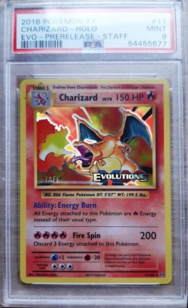 Charizard-11-XY-Evolutions-Prerelease-STAFF-Pokémon-Kart_PSA-9