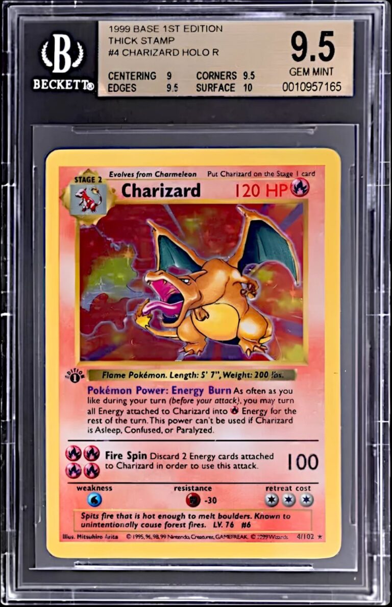 Charizard-4-102-Base-Set-1st-Edition-BGS-Beckett-9.5-Pokémon-Karte-Englisch-TCG
