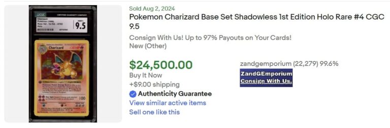 Charizard-4-102-Base-Set-Pokémon-Karte-1st-Edition-CGC-9.5-Top-Verkäufe-Preis-Höchstpreise-eBay-August-2024