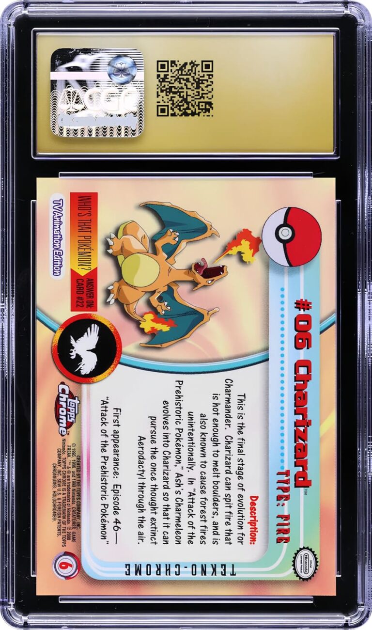 Charizard-Glurak-06-Topps-Chrome-Tekno-Pokémon-Karte-CGC-Pristine-10-Back