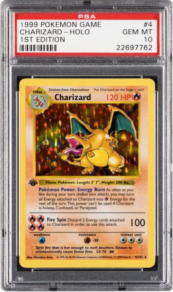 Charizard-Glurak-4-102-Base-Set-1st-Edition-Pokémon-Card-Karte-PSA-10-neu