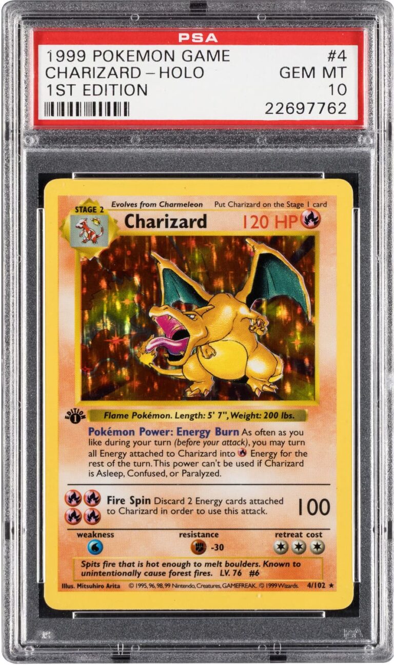 Charizard-Glurak-4-102-Base-Set-1st-Edition-Pokémon-Card-Karte-PSA-10-neu
